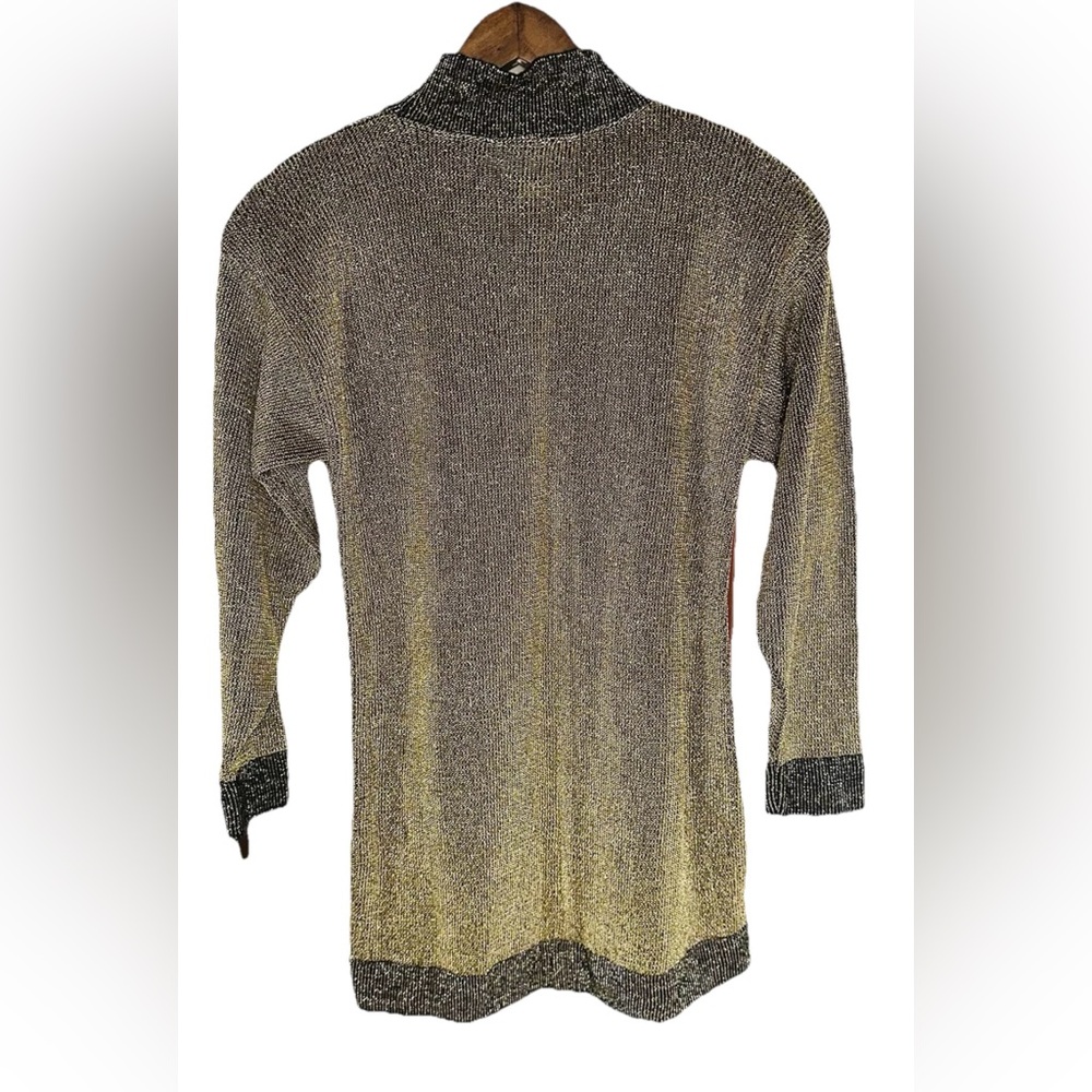 Vintage Pierre Cardin Gold Long Sleeve Metallic Dress, Large, Made In USA, Chic